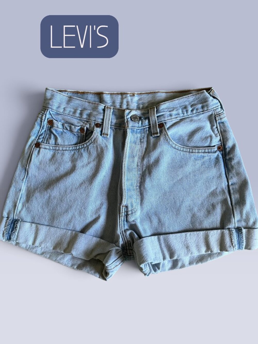 Levi’s 501 Light Wash High Rise Cuffed Denim Shorts W28